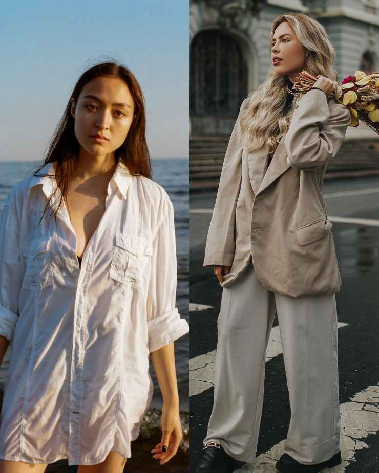 camicia oversize e jeans largo