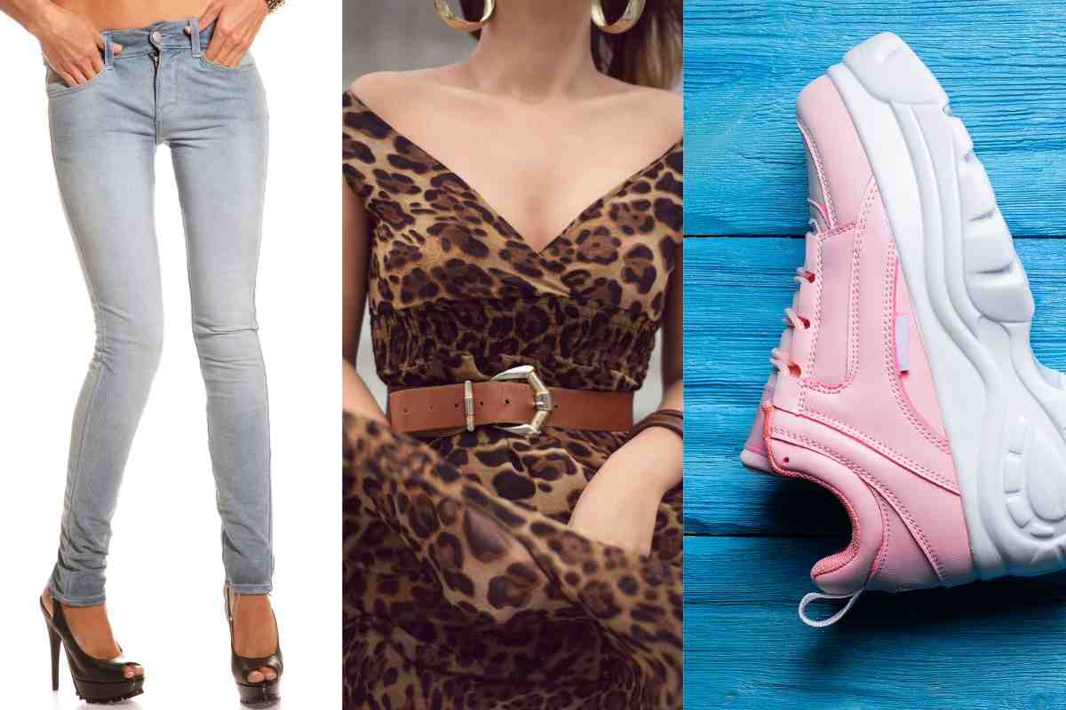 jeans, abito animalier e sneakers
